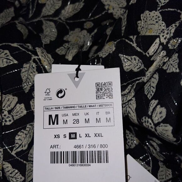 ZARA | Black | PRINTED JUMPSUIT WITH METALLIC  THREAD - Picture 11 of 12